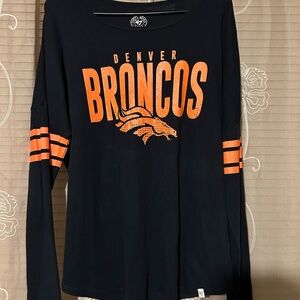 47 Women's Black and Orange Denver Broncos Long Sleeve Tee
